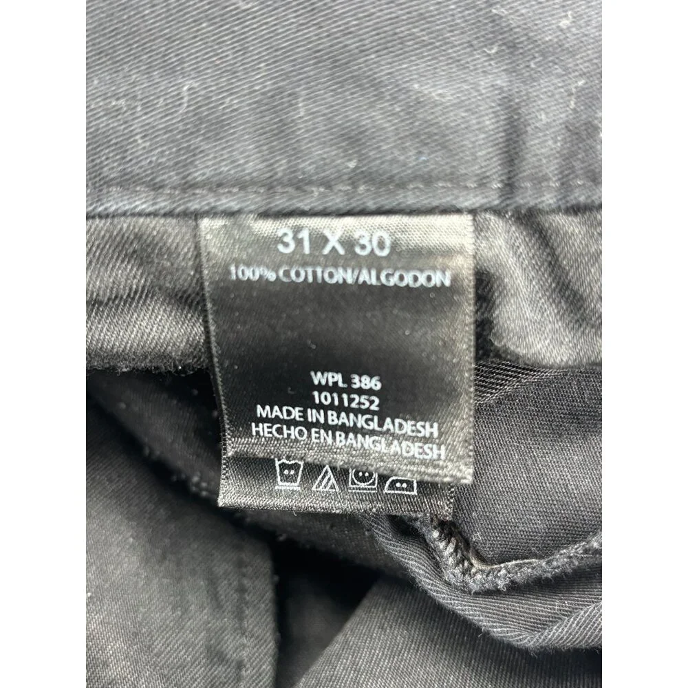 Haggar Mens Black Straight Fit Pants 31x30 100% Cotton Made In Bangladesh